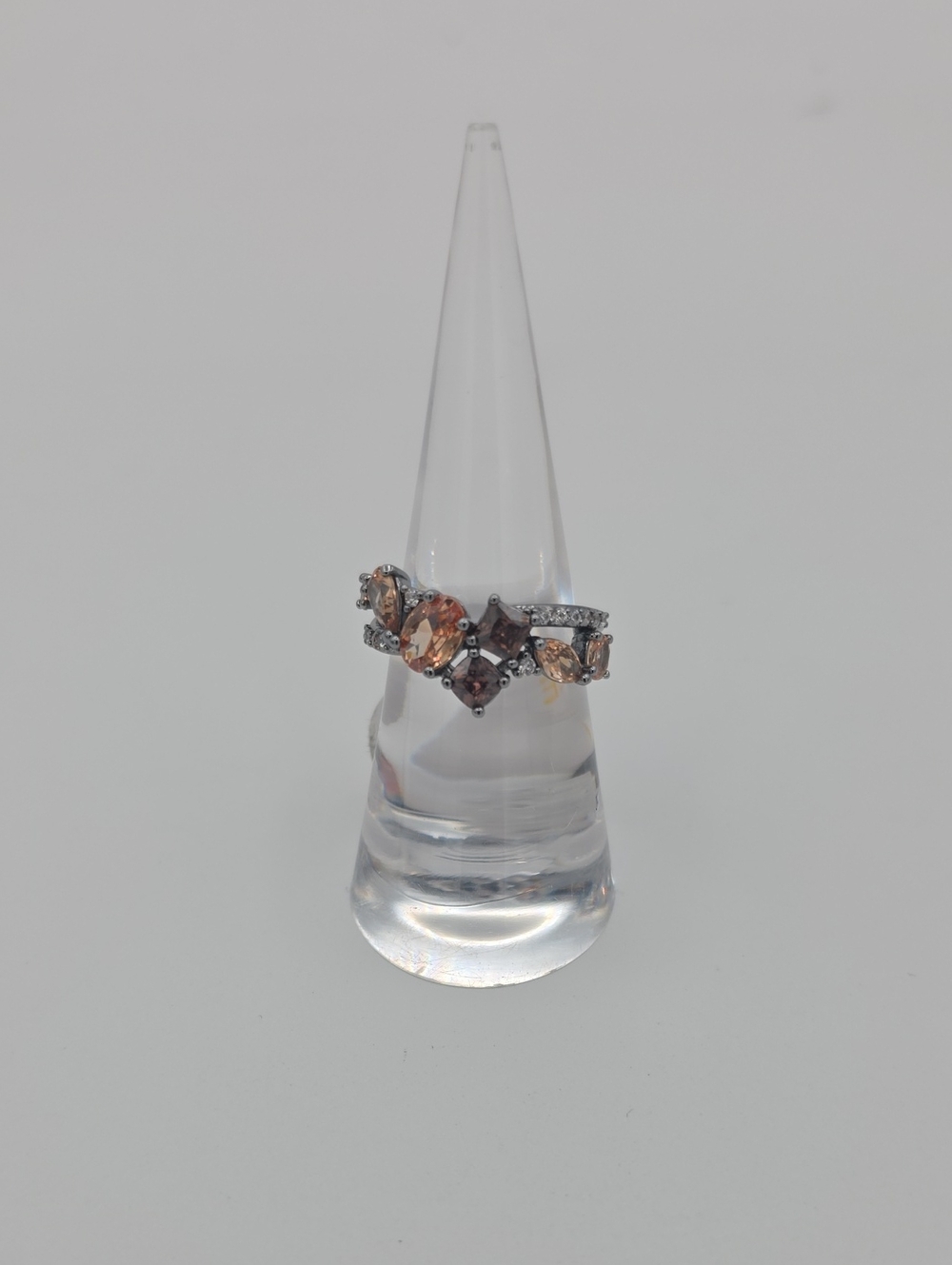 Mulitstone Smokey Topaz & Brown Tourmaline CZ Ring